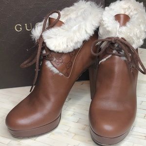 Gucci Heeled Ankle Booties with Lamb Fur